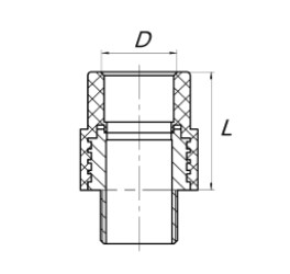 картинка Муфта комбинированная с наружной резьбой под ключ FDplast PN25 20х1/2'' белая от завода FDPLAST 