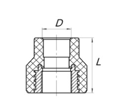 картинка Муфта комбинированная с внутренней резьбой FDplast PN25 20х1/2'' серая от завода FDPLAST 