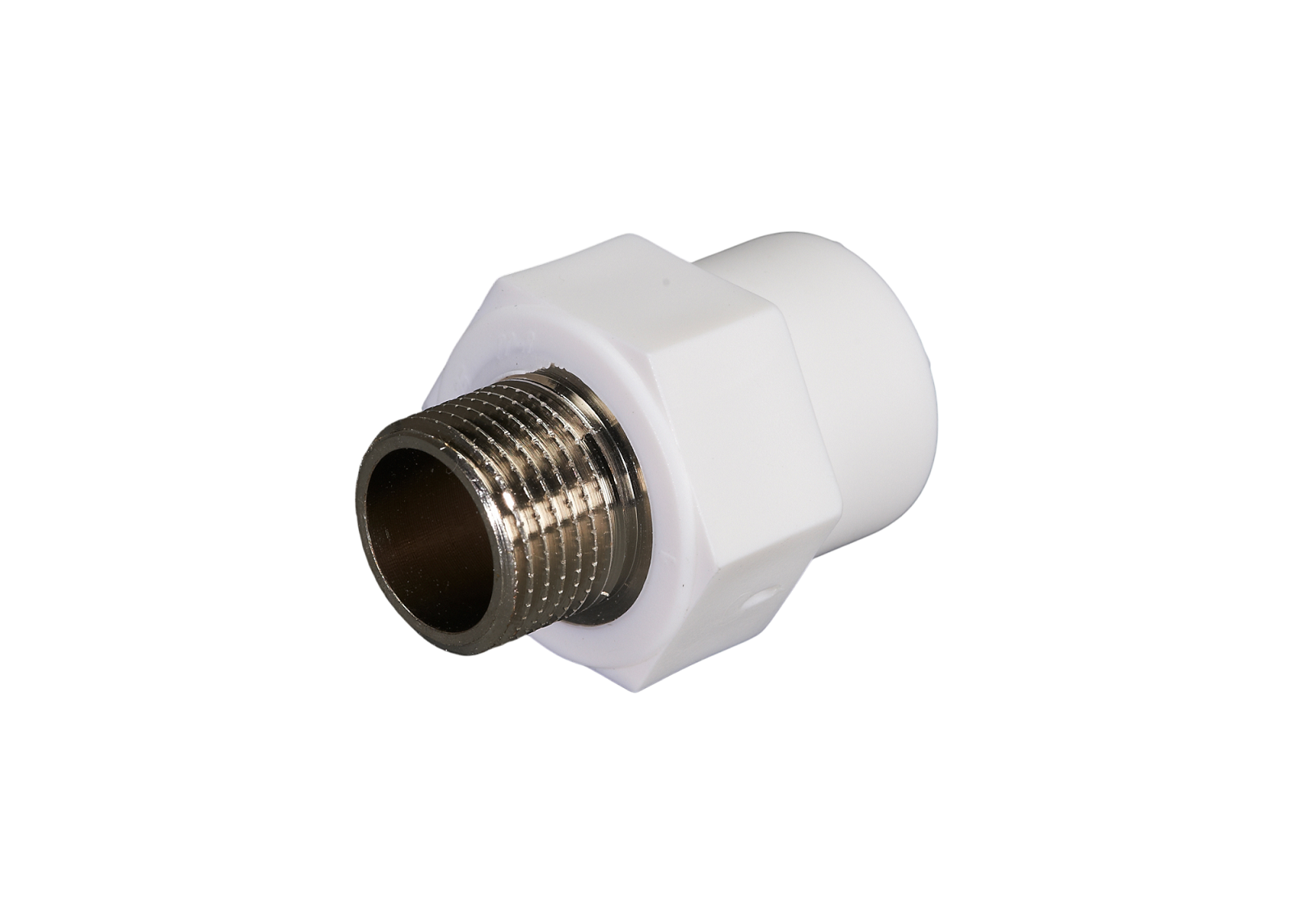 картинка Муфта комбинированная с наружной резьбой под ключ FDplast PN25 20х1/2'' белая от завода FDPLAST 