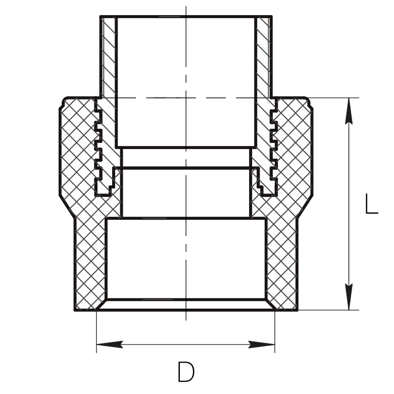 картинка Муфта комбинированная с наружной резьбой FDplast PN25 20х1/2'' белая от завода FDPLAST 