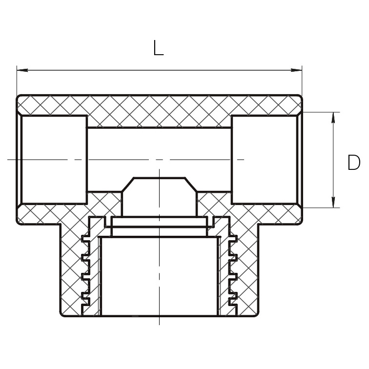 картинка Тройник комбинированный с внутренней резьбой FDplast PN25 20х1/2'' мм белый от завода FDPLAST 