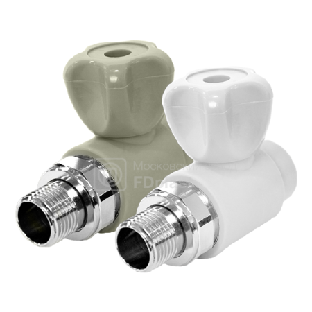 картинка Прямой полипропиленовый шаровой кран для радиатора FDplast PN25 20х1/2'' мм серый от завода FDPLAST 