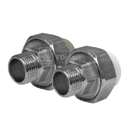 картинка Муфта разъемная с наружной резьбой никелированная FDplast PN25 20х1/2'' серая от завода FDPLAST 